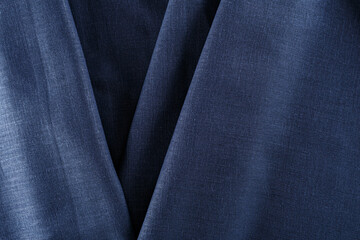 folded navy blue linen fabric