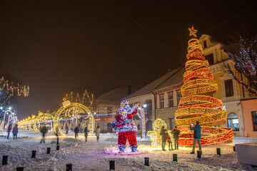 Romania, Bistrita, the Christmas tree in the Central Square, December 2021 