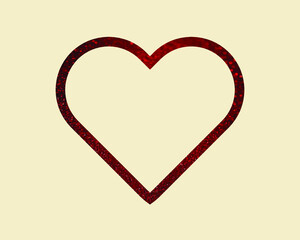 A red heart without color with a rim in the glitter. Heart with Stroke on Valentine's Day