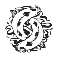 Koi Fish White Red Premium vector Illustration tshirt design