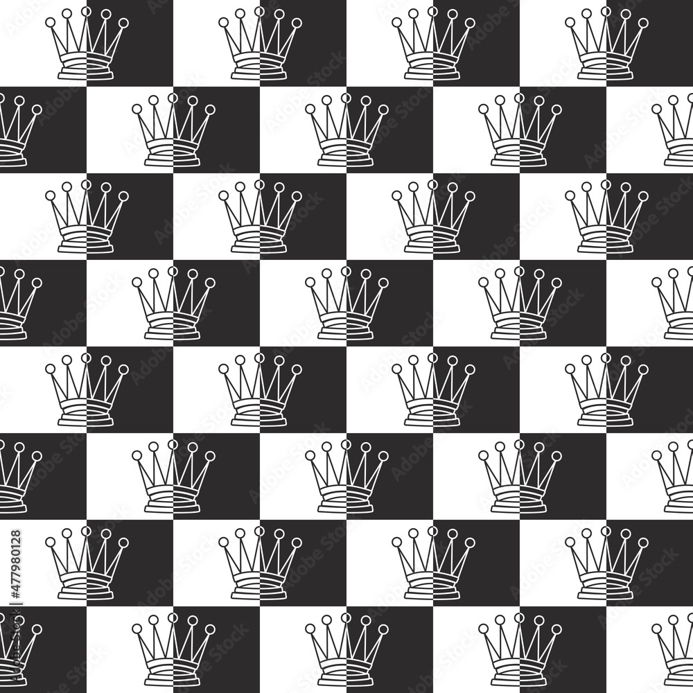 Aufkleber a chessboard with a king between a white and a black cage. a chess-themed texture with repeating kin