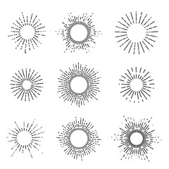 Set of nine vector sunburst for your logo, emblem or  other design. 