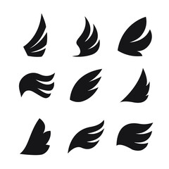 Naklejka premium Set of nine vector wings for your design. 
