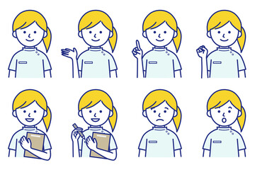 女性 医療 白衣  整体 治療院 薬局 人物 イラスト ベクター AI 素材