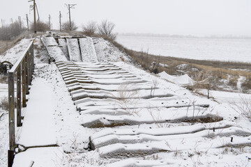 Destroyed railway tracks, military conflict, eastern Ukraine