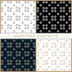 A set of simple dot seamless patterns. Vector illustration. 