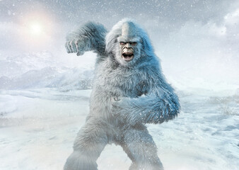 Yeti or abominable snowman 3D illustration	 - obrazy, fototapety, plakaty