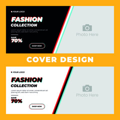  Glitch Text Effect Fashion Cover Design Template Vector Minimalist