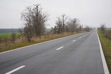 road. it was coming in a straight line for a distance of 20 km. photo during the day.