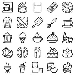 Food Set Flat Icon Set Isolated On White Background