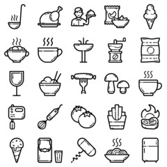 Food Set Flat Icon Set Isolated On White Background