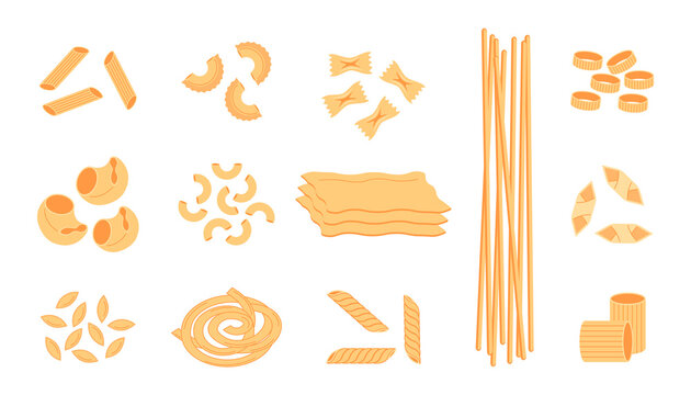Spaghetti noodle. Cartoon Italian raw pasta food graphic template for restaurant menu and advertising, spaghetti . Vector set