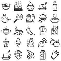 Food Set Flat Icon Set Isolated On White Background