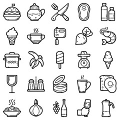Food Set Flat Icon Set Isolated On White Background
