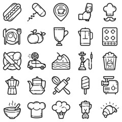 Food Set Flat Icon Set Isolated On White Background