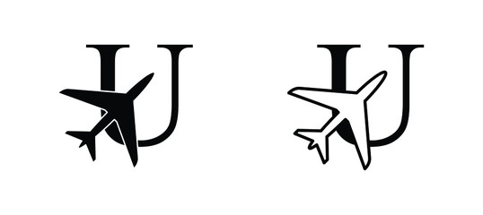 letter U plane vector template airplane logo airlines company travel agency logo 