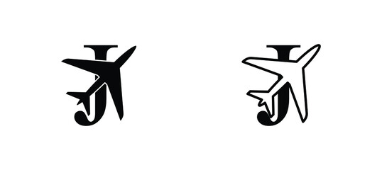 letter J plane vector template airplane logo airlines company travel agency logo 