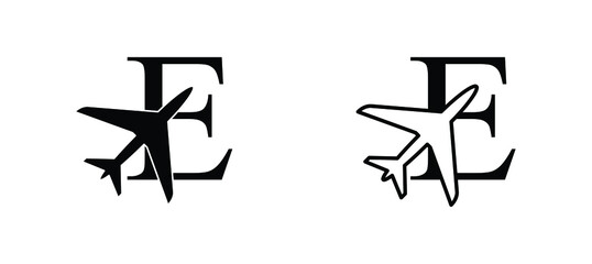 letter E plane vector template airplane logo airlines company travel agency logo 