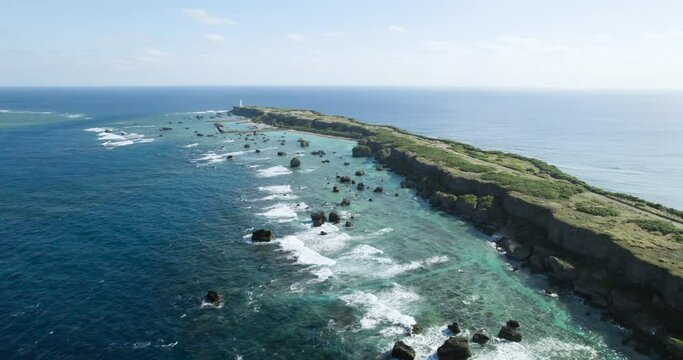 美しい沖縄 東平安名崎をドローン撮影 珊瑚礁が美しい宮古島