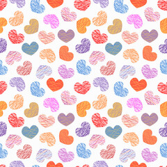 Hearts pattern. Seamless Valentine day background with colorful striped symbols of love. Vector illustration
