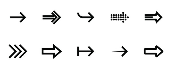 Arrow icon set. A collection of different arrows. vector illustration