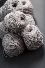 Light brown yarn made of natural sheep wool.