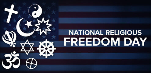 National Religious Freedom Day Background with United States Flag Waving. Religious Freedom concept Backdrop © visuals6x