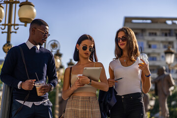 Looking at the plan on the tablet