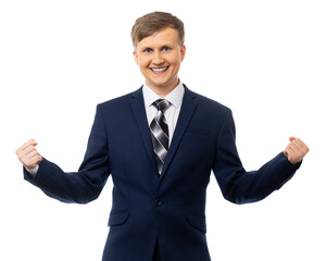 young businessman in a suit. isolated white background