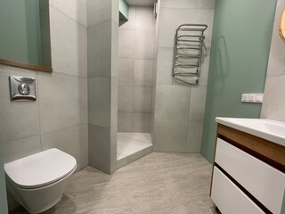 modern bathroom interior with shower