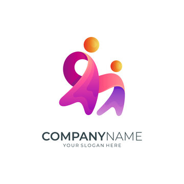 parent and child logo, logo concept of father or mother holding their child