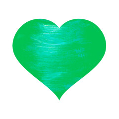 Green heart with abstract highlights isolated on white background. Watercolor illustration. Icon. Wedding, love, Valentine's day. For the design of postcards.