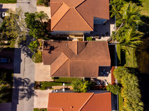Aerial photo overhead house roof