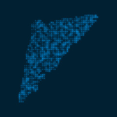 Salt Cay, Turks Islands dotted glowing map. Shape of the island with blue bright bulbs. Vector illustration.