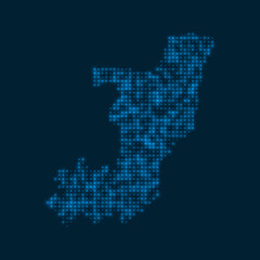 Fototapeta premium Congo dotted glowing map. Shape of the country with blue bright bulbs. Vector illustration.