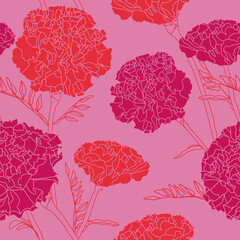 Carnation flower themed surface pattern design