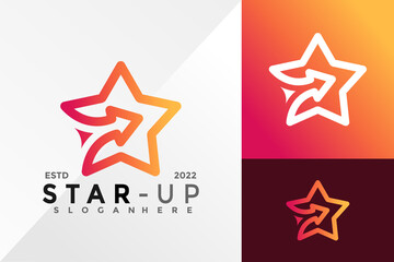 Star up Logo Design Vector illustration template - obrazy, fototapety, plakaty