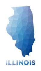 Low poly map of Illinois. Geometric illustration of the us state. Illinois polygonal map. Technology, internet, network concept. Vector illustration.