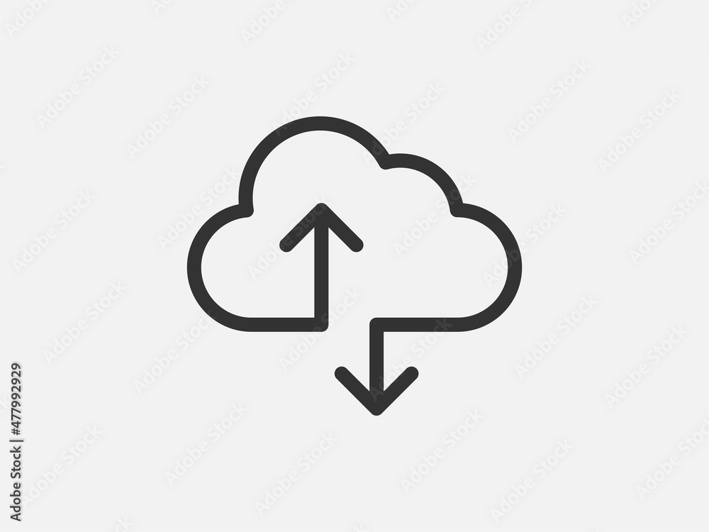 Poster technology icon vector cloud computing connection. big data global server. line design symbol.