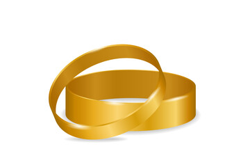 Gold wedding rings vector illustration. Jewelry glow ring, romance and love symbol