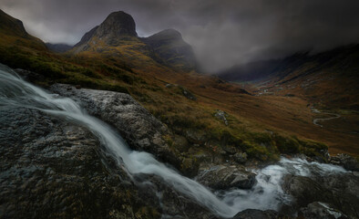 A view into Glencoe, Highlands, Scotland.