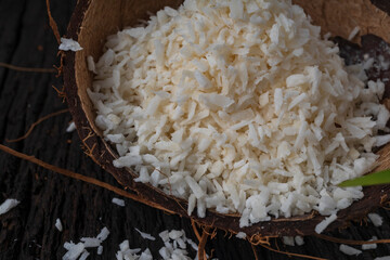 Coconut milk and coconut flakes are tropical foods