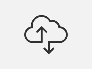 Technology icon vector cloud computing connection. Big data global server. Line design symbol.