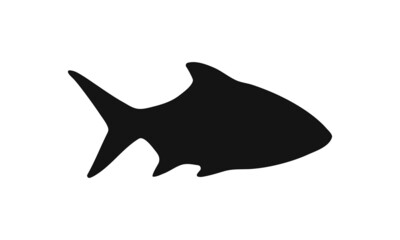 Fish silhouette vector illustration. Graphic underwater animal symbol
