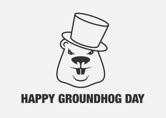 Happy groundhog day celebration. Funny vector cartoon illustration with marmot.