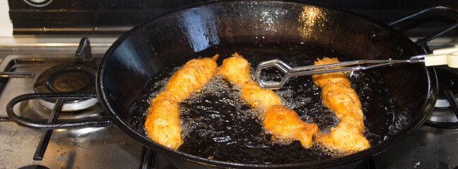 frying pancakes, a typical Italian product from Abruzzo
