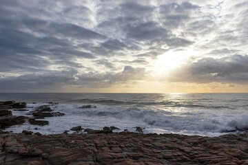 View of the sunrise and the ocean located at Margate in South Africa