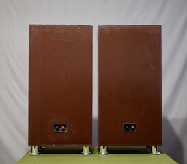 Music speakers, vintage speakers. back view. © eleonimages