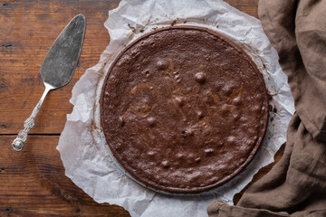Sticky chocolate brownie cake, kladdkaka or chocolate mud cake