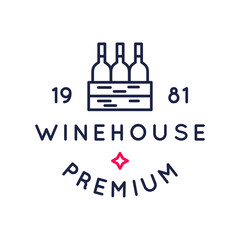 Winehouse logo, icon. Wine bottles designed for vineyards, wineries, wine shops and stores. Vector illustration